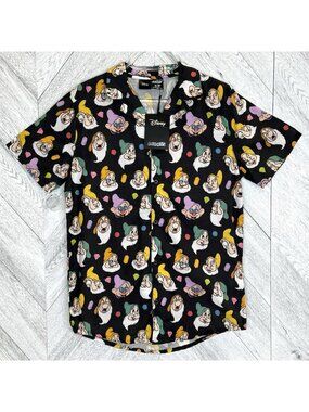 Cakeworthy x Disney Snow White Seven Dwarfs Button Up Shirt Small Unisex NWT NEW